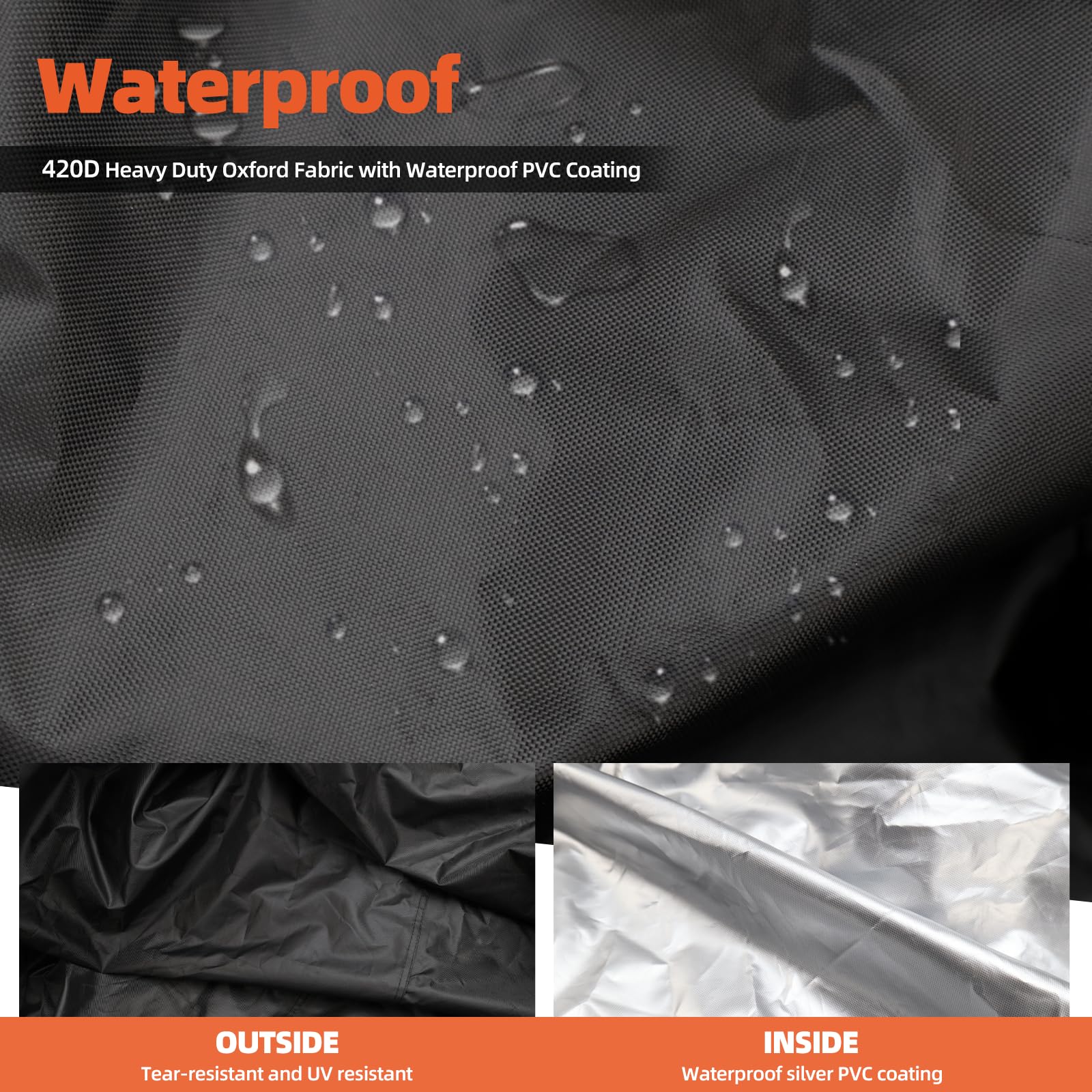 Cubierta para cortacésped impermeable, 195 x 66 x 108 cm, cubierta para la cortadora de césped, 420D Oxford, cubierta para cortacésped con cordón, resistente al viento, anti-UV, a prueba de