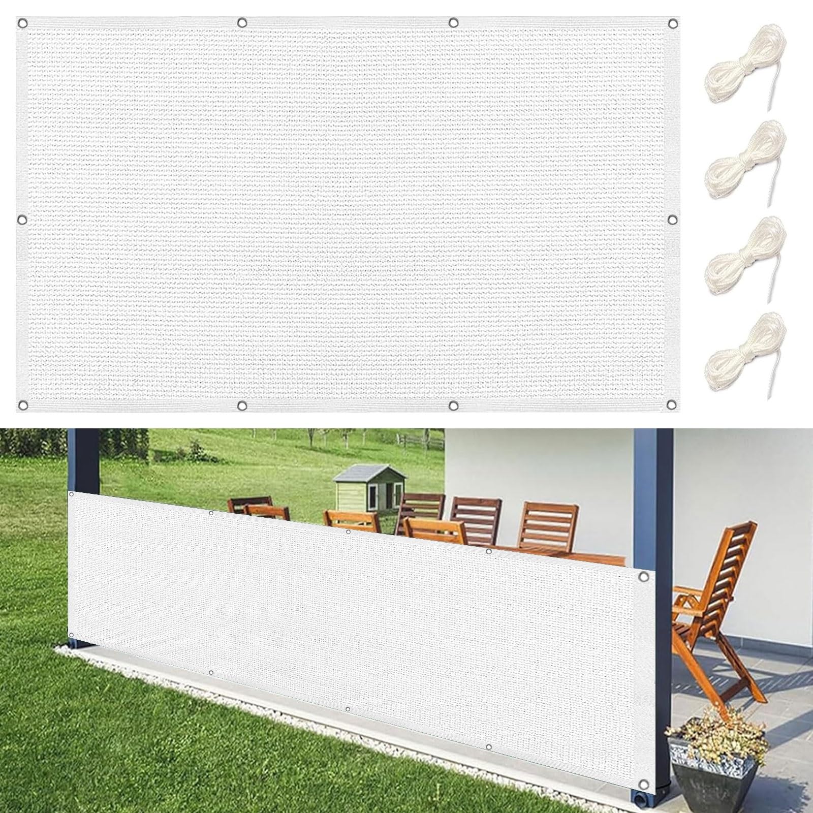 Brise-vue 130 x 900 cm blanc occultant : supprimez le vis-à-vis sur votre terrasse ou balcon