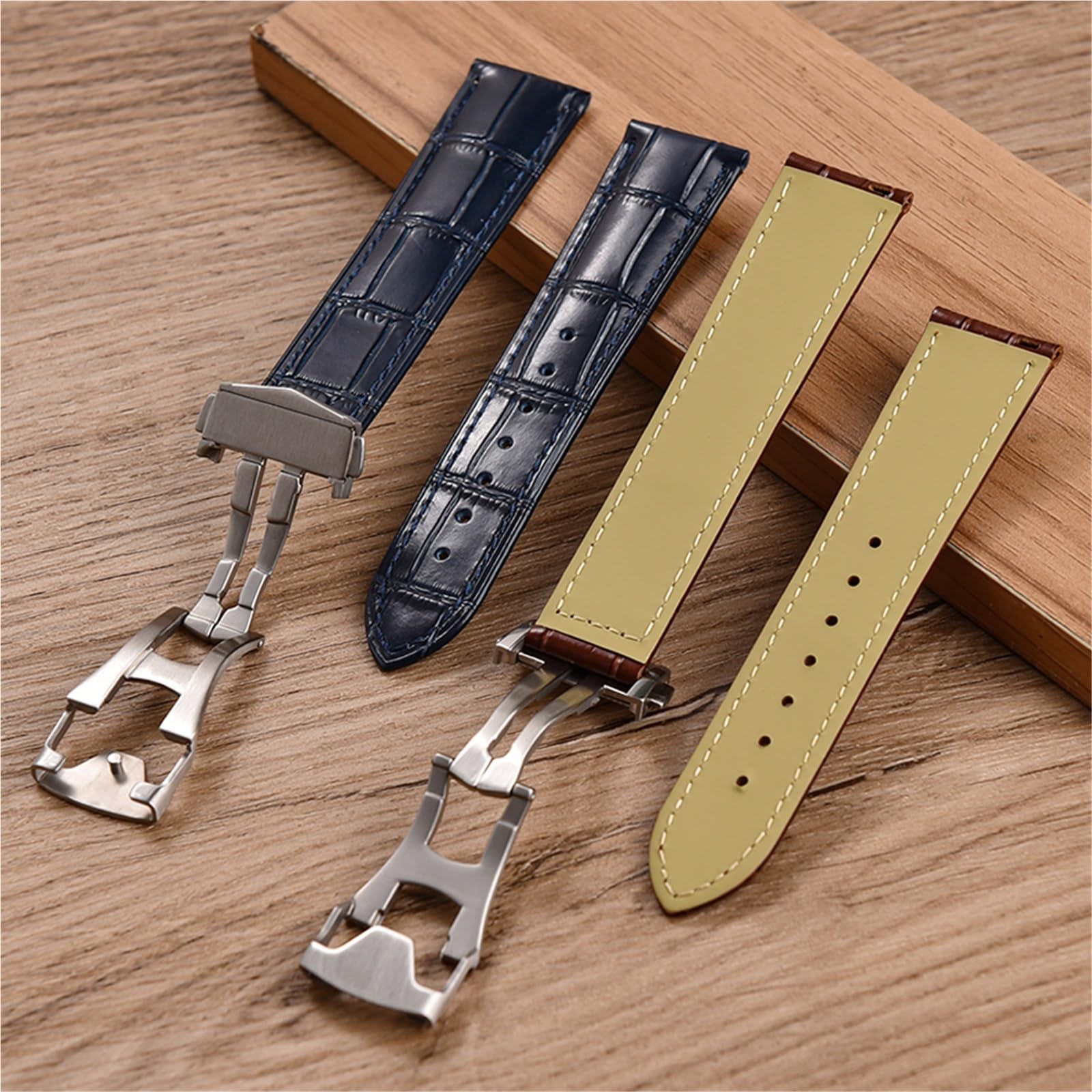Generico Bracelet de montre à boucle déployante - Cuir de veau premium pour collections de montres emblématiques