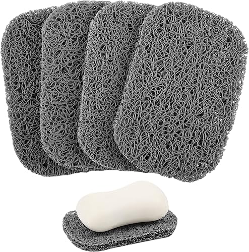 Miniatura 8 de Almohadilla para jabón, 4 almohadillas de jabón blancas sin BPA para jabonera, almohadillas de elevación de jabón fáciles de limpiar, adecuadas para