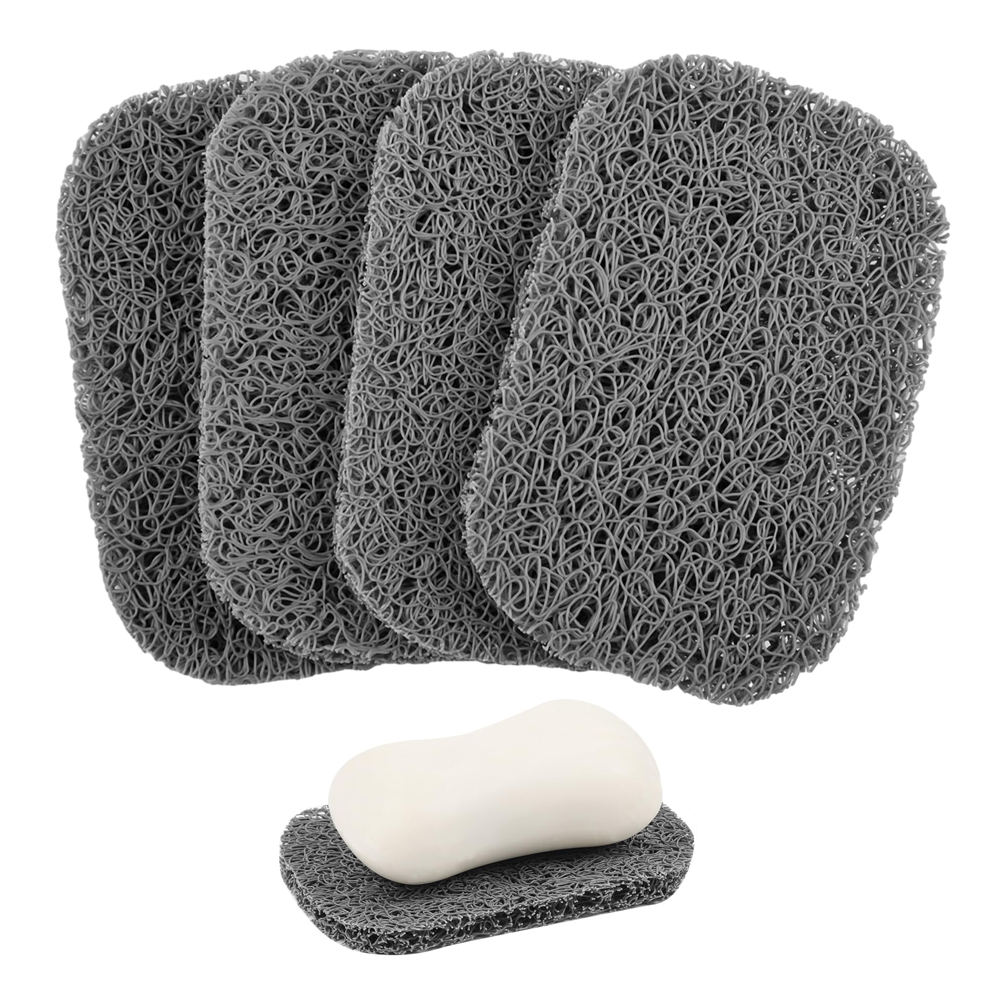 Yadream 4 Pack Gray BPA-Free Soap Savers Pads, Non-Slip Soap Holder, Self-Draining Soap Bars Holder, Suitable for Kitchen Bathroom Shower Travel Hotel