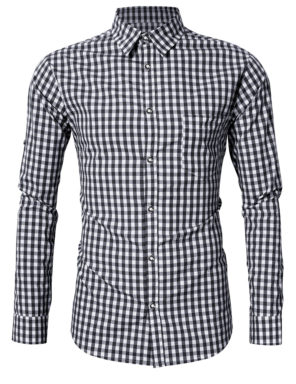 KOJOOIN Hombre Camisa Manga Larga Slim Fit Camisa de Traje típico bávaro/tirolés para Hombre Oktoberfest Negro-Upgrade M