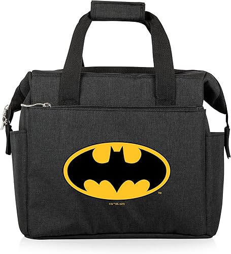 PICNIC TIME DC Comics Batman Bat-Signal On The Go Bolsa de Almuerzo, Lonchera Enfriadora Suave, Bolsa de Almuerzo Aislada, (Negro)
