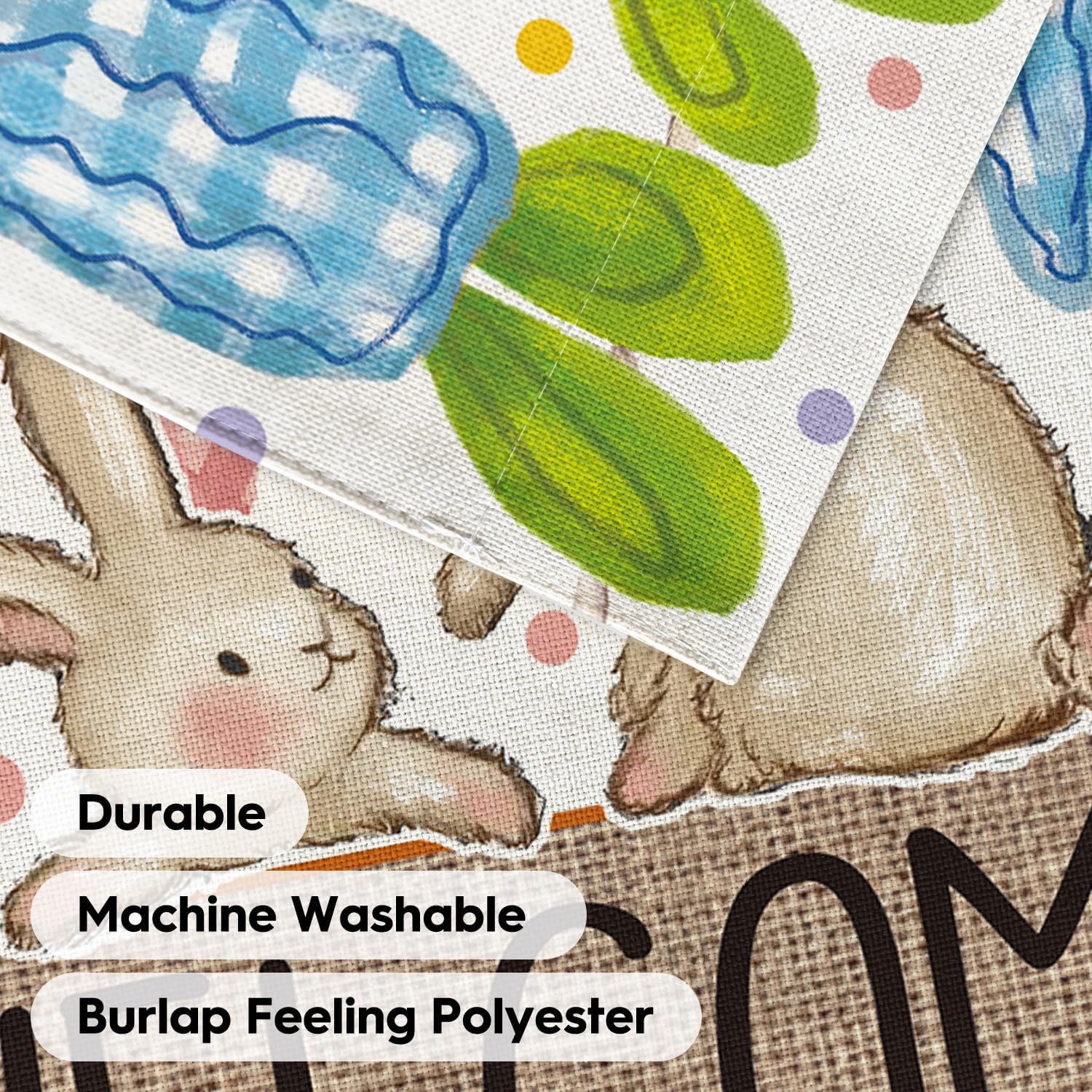 AVOIN colorlife Welcome Easter Garden Flag 12x18 Inch Double Sided Outside, Bunnies Carrots Yard Outdoor Decoration Colorful - Image 7