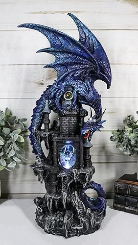 Miniatura 2 de Ebros Gift Gran dragón elemental de agua azul guardián acual en castillo de las montañas rocosas estatua decorativa con luz nocturna LED que cambia