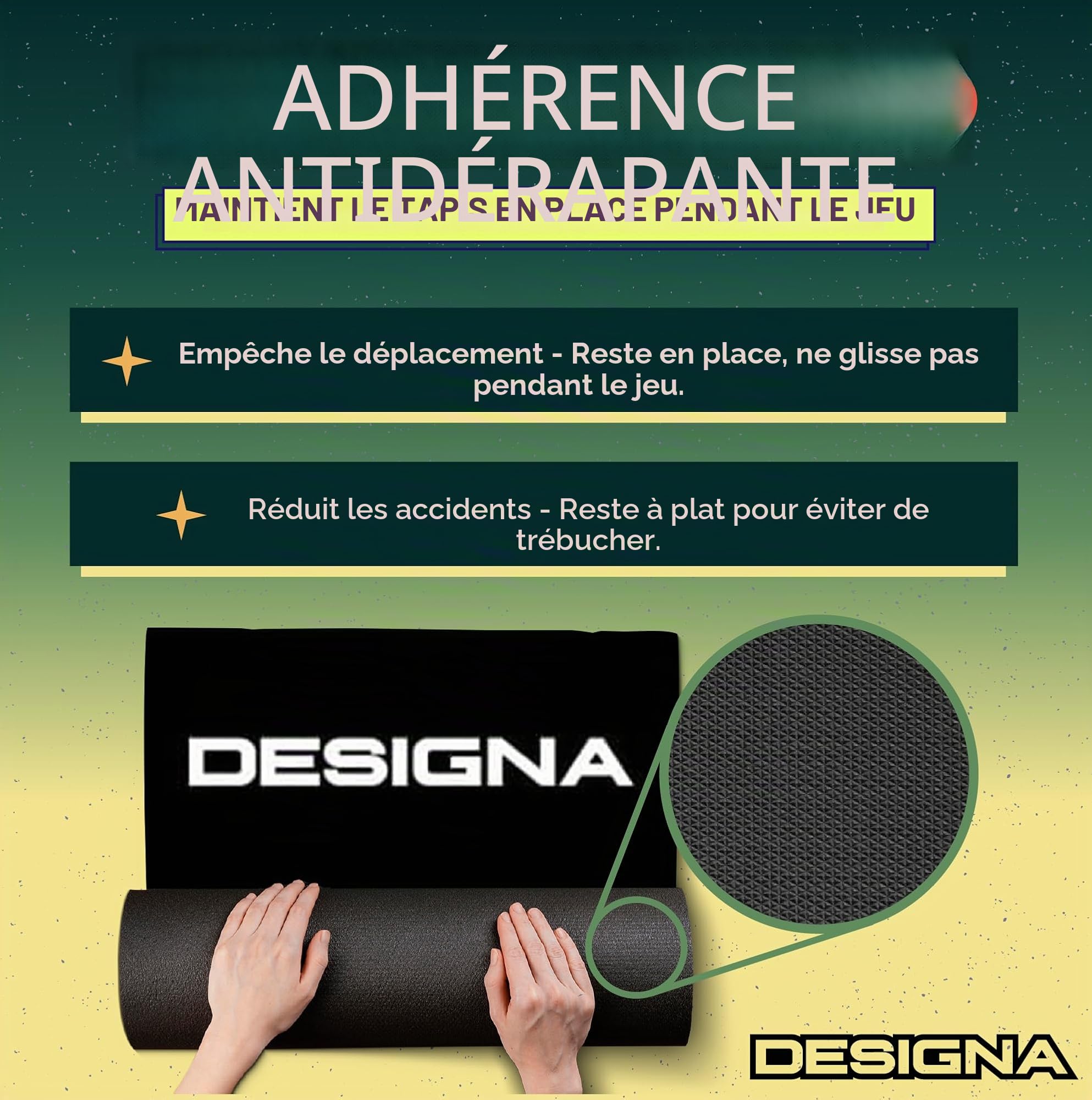 Designa Darts MAT43 Tapis de fléchettes antidérapant Double Dessus 290 cm x 60 cm