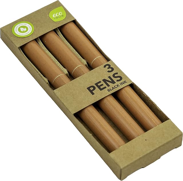 eco nature Plastic Ink Pens - University Essentials - Handwriting Pens - Pens Multipack - Ballpoint Pens - Pack of 3, 5012128558153