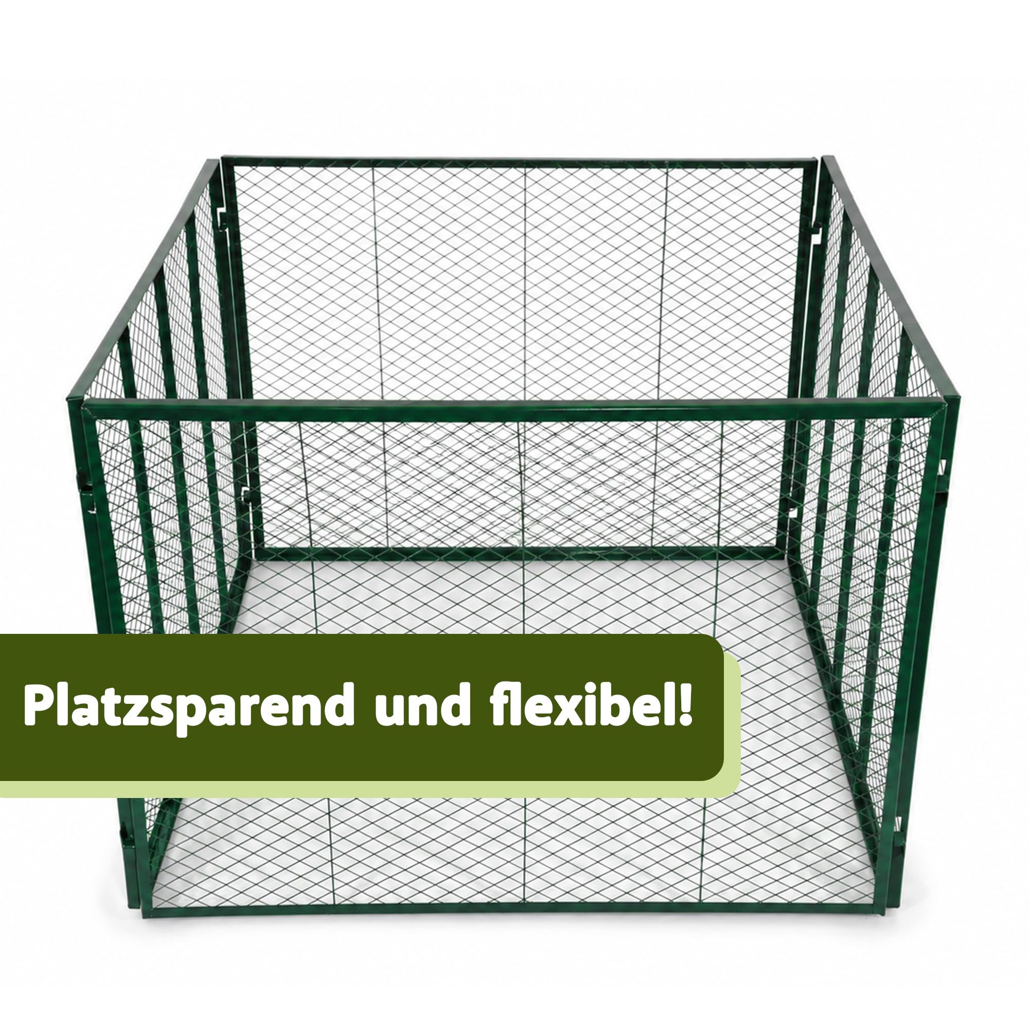 NATIV Garten Metallkomposter 80x80x70 cm dunkelgrün, Komposter mit 448 Liter Volumen, Drahtkomposter für eigenen Kompost, Metall Komposter als Kompostsieb nutzbar, Kompostierer
