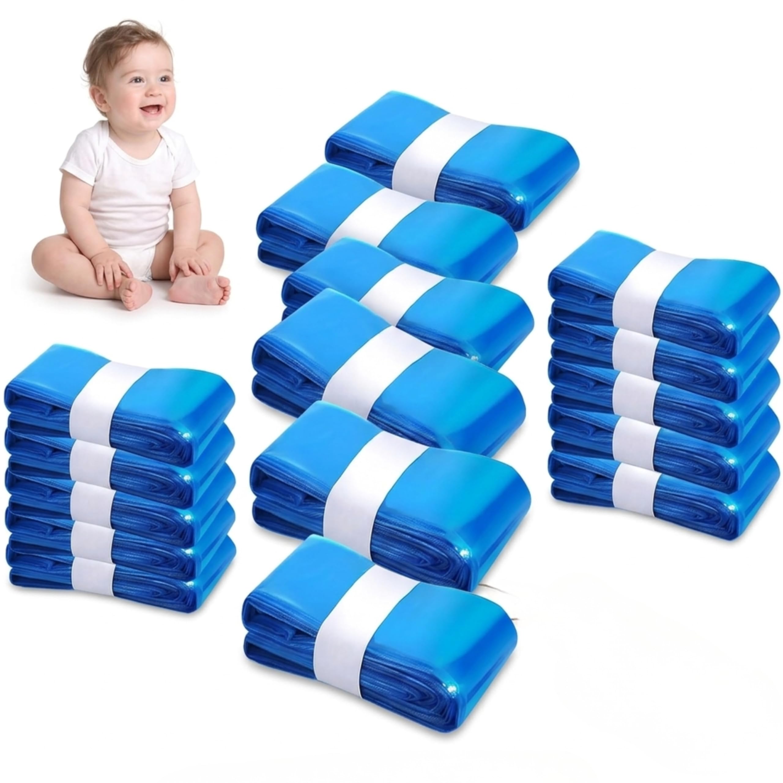 15 Pack Nappy Bin Refill Liners, 7-Layer Odour Control Leakproof Diaper Disposal Bags, Fits Most Diaper & Trash Bins, Helps Prevent Bacteria, 4.5M