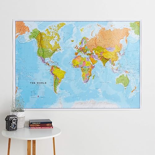 Miniatura 9 de Paquete de póster laminado con mapa del mundo y mapa de EE. UU., 17 x 22 pulgadas, mapas del mundo y Estados Unidos, cartografía detallada - Maps