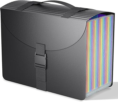 Organizadores de archivos con asa, organizador de archivos de acordeón de 25 bolsillos, carpeta de archivos expandible portátil para recibos,