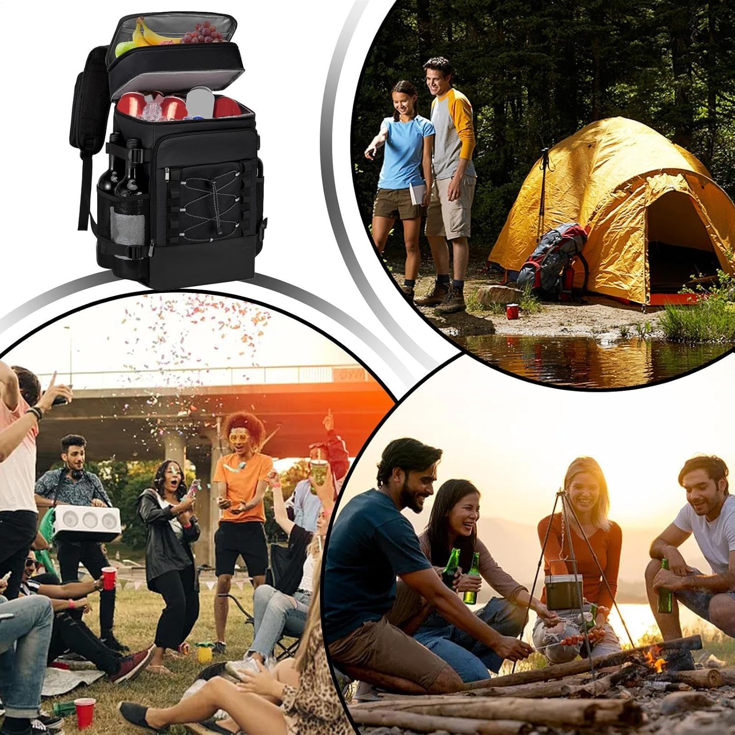 保冷バッグ - 断熱防水仕様 保冷リュック - 再利用可能 ソフト保冷トート アウトドア キャンプ ハイキング 釣り ピクニック 仕