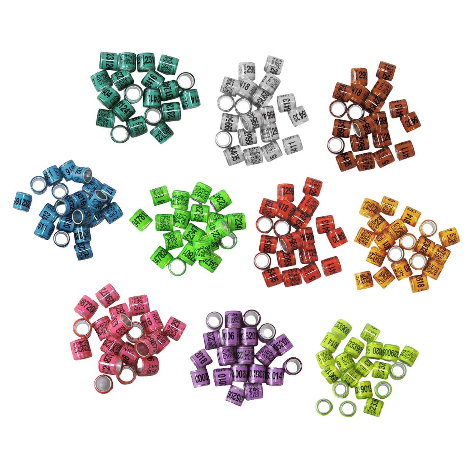 Juego de 100 anillos de paloma para identificar palomas, bandas de paloma para canarios, colores mixtos