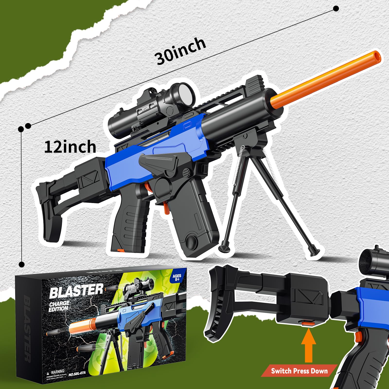 トイガン TACTICAL SNIPER RIFLE Toy Gun Automatic Sniper Rifle with Scope, Tactical Vest Kit, Toy