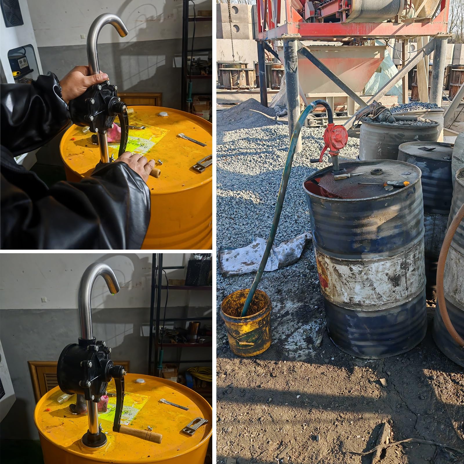 AMUFJJ Bomba de Agua Manual Bomba Manual De Acero Inoxidable para Bidones De Servicio Pesado, Bomba Liviana para Bidones De Aceite con Tubo De Extensión para Bidones De 25 A 200 L