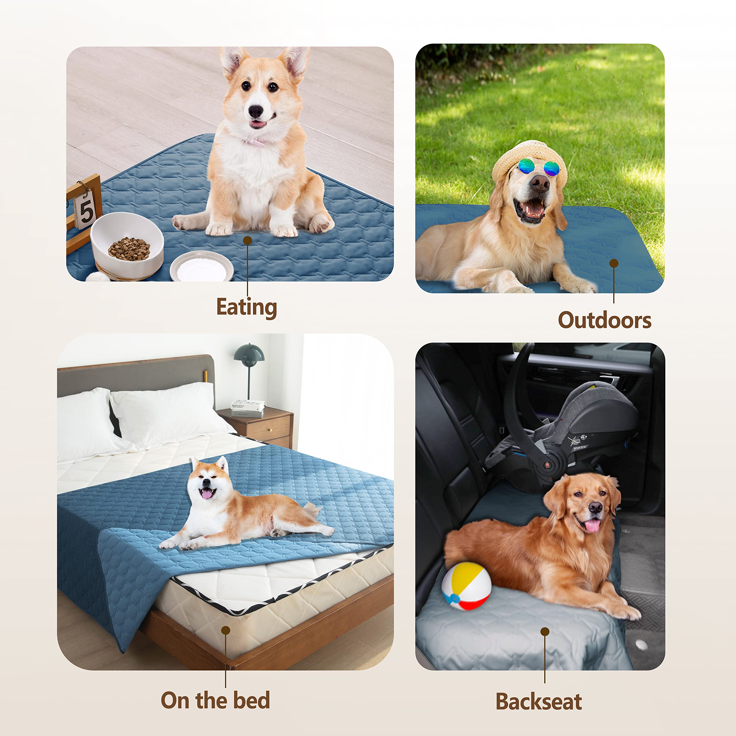 gogobunny Funda de cama 100% impermeable de doble cara para perro, manta para mascotas, protector de muebles para cachorros, perros grandes, gatos, reversible (30 x 90 pulgadas (paquete de 1), azul