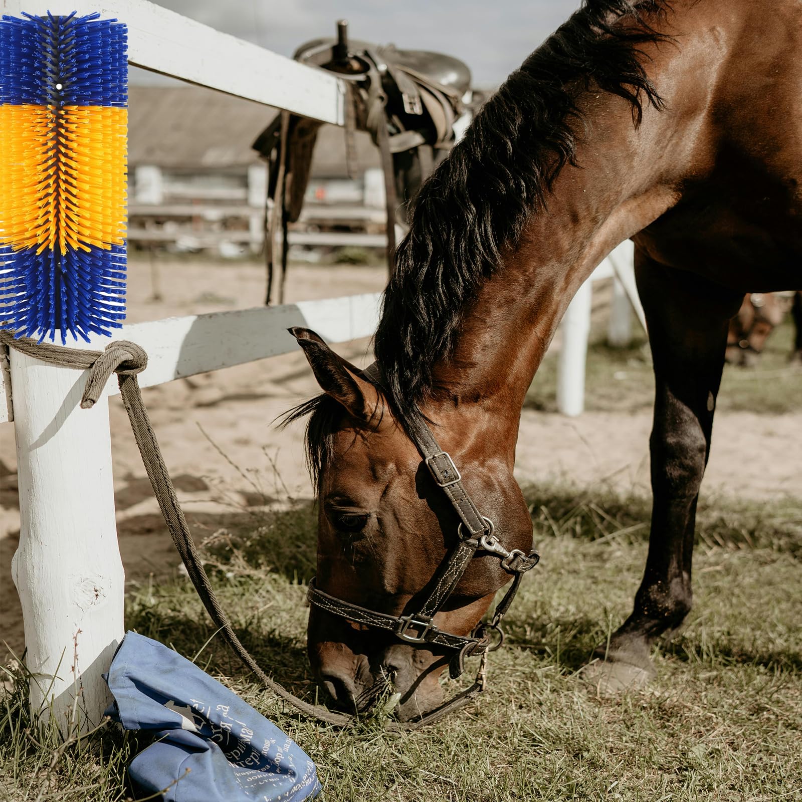 Spazzola da graffio per bestiame Spazzola per cavalli Mucca Tiragraffi Post Bestiame Graffiare Massaggio completo Spazzola per toelettatura Bestiame Strumento anti-prurito Bestiame, Cavallo, Bestiame,