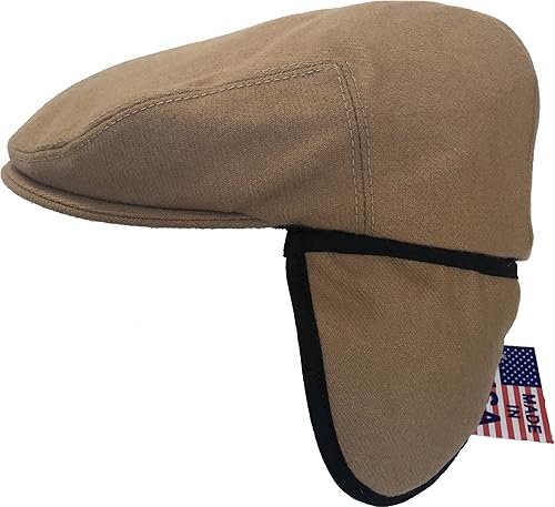 Headchange Hecho en Estados Unidos Herringbone o Solid Ear Flap Ivy Cap Sombrero de invierno 100% lana