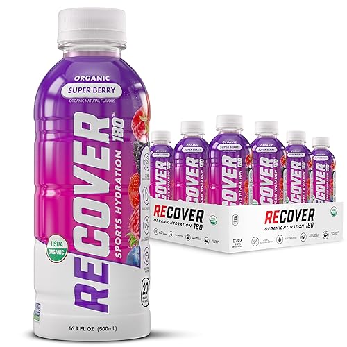 Miniatura 16 de RECOVER 180 Bebida Orgánica de Hidratación Deportiva, Sin Azúcar Agregada, Bebida Deportiva de 20 Calorías, Sabores Orgánicos con Vitaminas,
