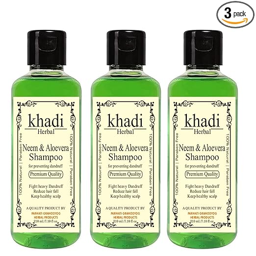 Khadi Herbal Neem Alovera SLS shampoo (No Sulphate & Paraben) Anti Dandruff/Anti Fungual, Scalp Healer Hair fall Control (630ML) at Rs. 184