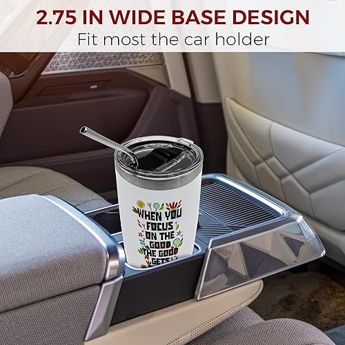 Miniatura 5 de BEEYOND Vaso de café de viaje de 20 onzas con tapa deslizante y pajilla, taza de café de acero inoxidable a prueba de derrames, acero inoxidable