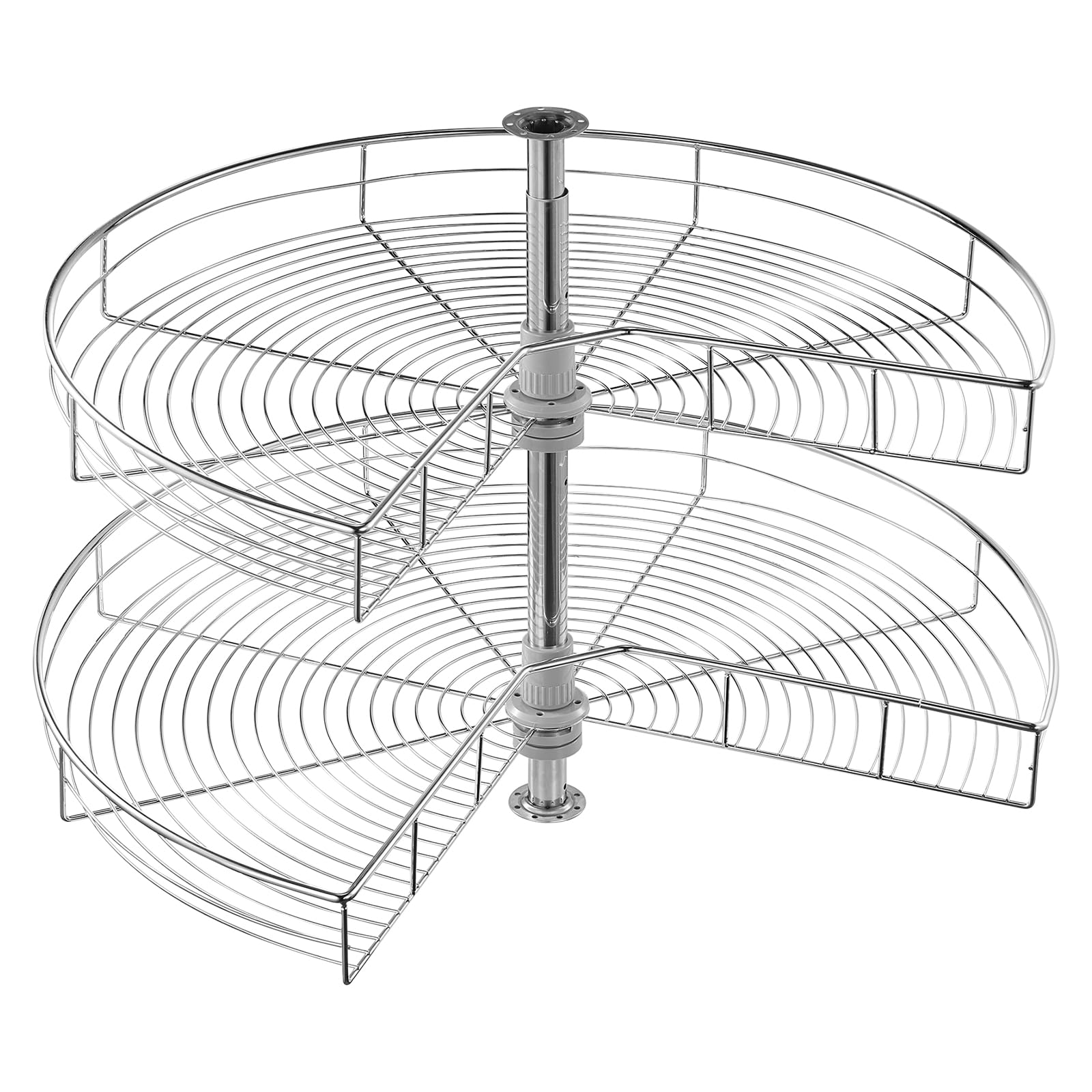 VEVOR Plateau Tournant pour Meuble d'Angle 80 cm 2 Niveaux, Tourniquet de Cuisine Rotatif à 360°, Étagère Pivotante pour Placard d’Angle Réglable en Hauteur, en Acier au Carbone, Rangement Cuisine
