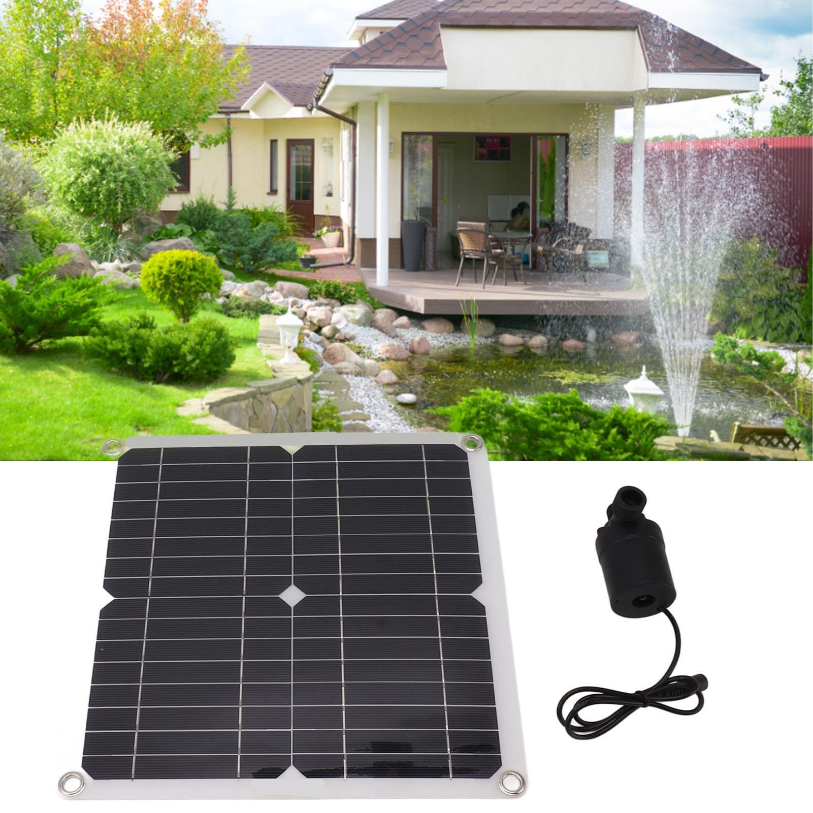 Tyenaza Kit Pompa Acqua Solare, 50 W Pannello Solare 22 W Pompa Acqua 800L/h 12 V DC a Basso Rumore Pompa Solare per Stagno per Bagni di Uccelli, Giardino, Acquario