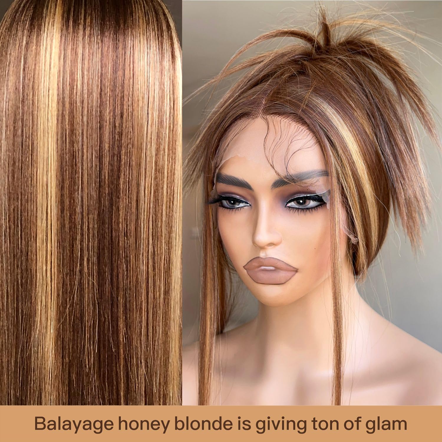 ?BLONDE HONEY BROWN MIX FULL CAP  WIG? *NWT*
? Amazon.com : BrownBomb Honey Blonde Body Wave Glueless Wigs  main image 3
