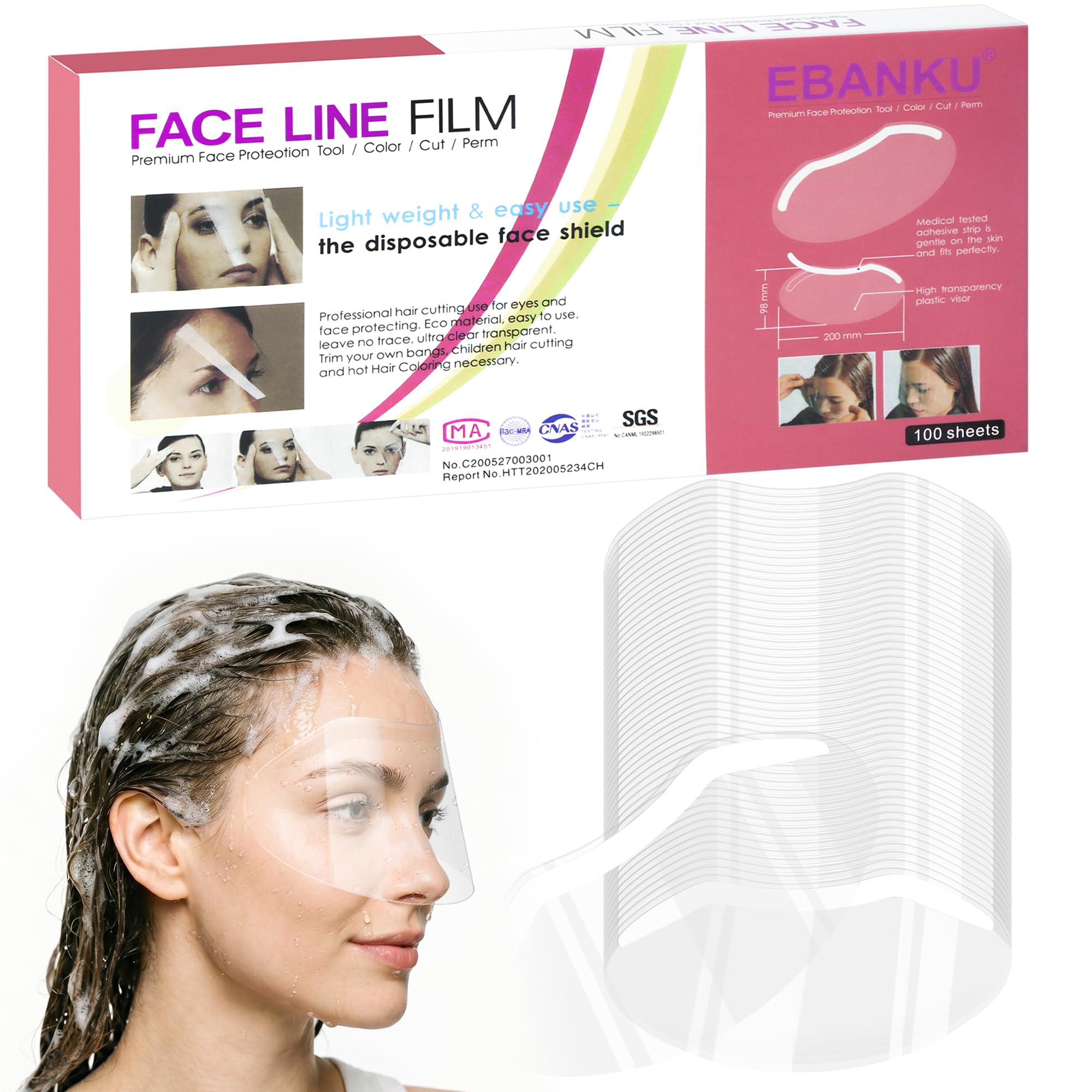 EBANKU 100PCS Disposable Face Visors, Microblading Shower Face Shields