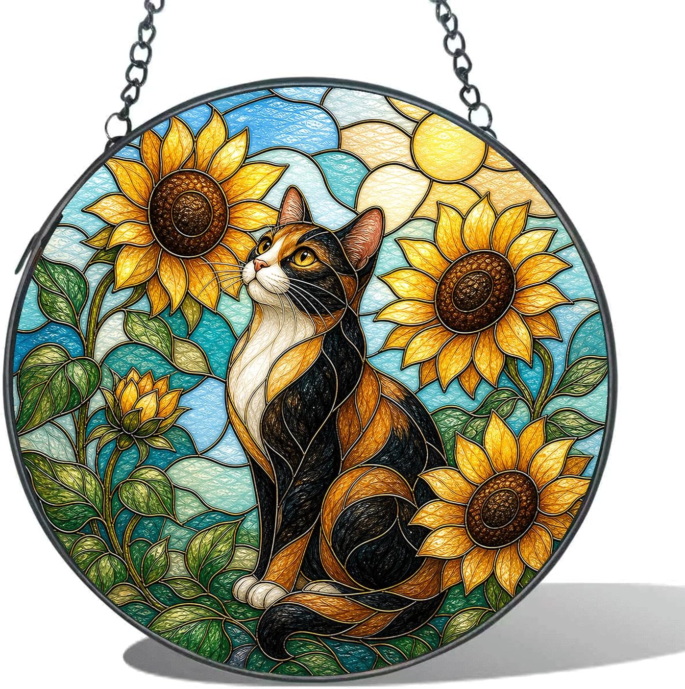 Stained Glass Window Hanging Cat Sun Catchers