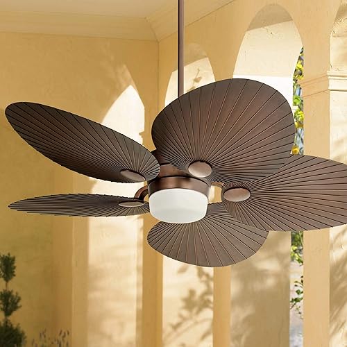 Casa Breeze - Ventilador de techo tropical costero para interiores y exteriores de 52 pulgadas con luz LED control remoto al aceite bronce cepillado