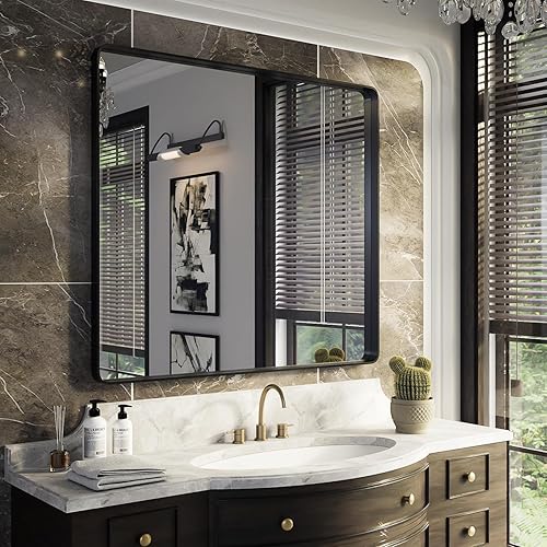 Miniatura 36 de ISKM Espejo con marco plateado para pared de 20 x 16 pulgadas, espejo de tocador de baño antioxidante, vidrio templado, espejo rectangular