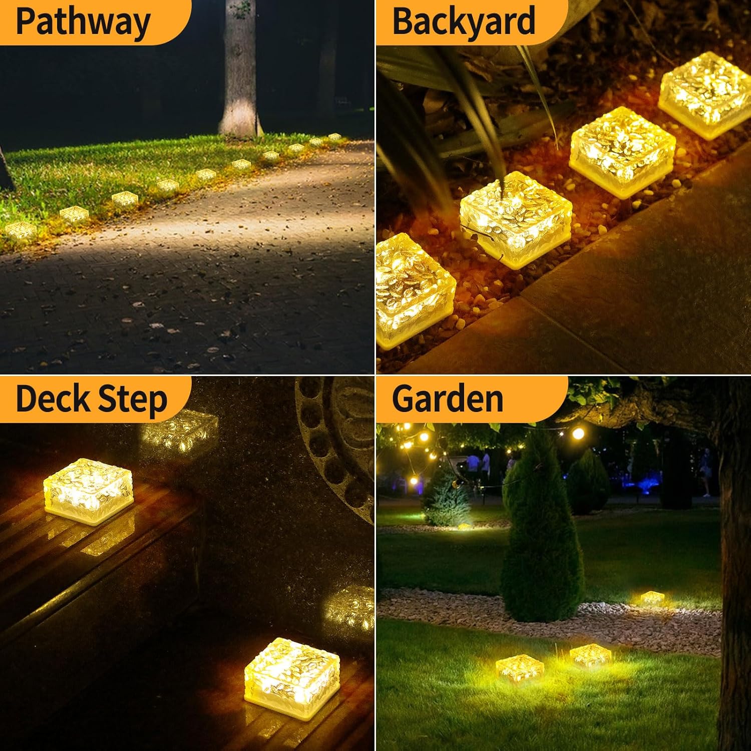 Solar Brick Lights Outdoor Waterproof Small Solar Lights 3 Packs Outdoor Decor for Fence Pathway Path Patio Balcony Outside Garden Bricks Decorations