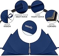 Vista 3 de Bstorify Álbum de recortes de 10 x 10 pulgadas, 70 páginas, protectores de esquina de papel kraft grueso azul, cierre de cinta, ideal para tus