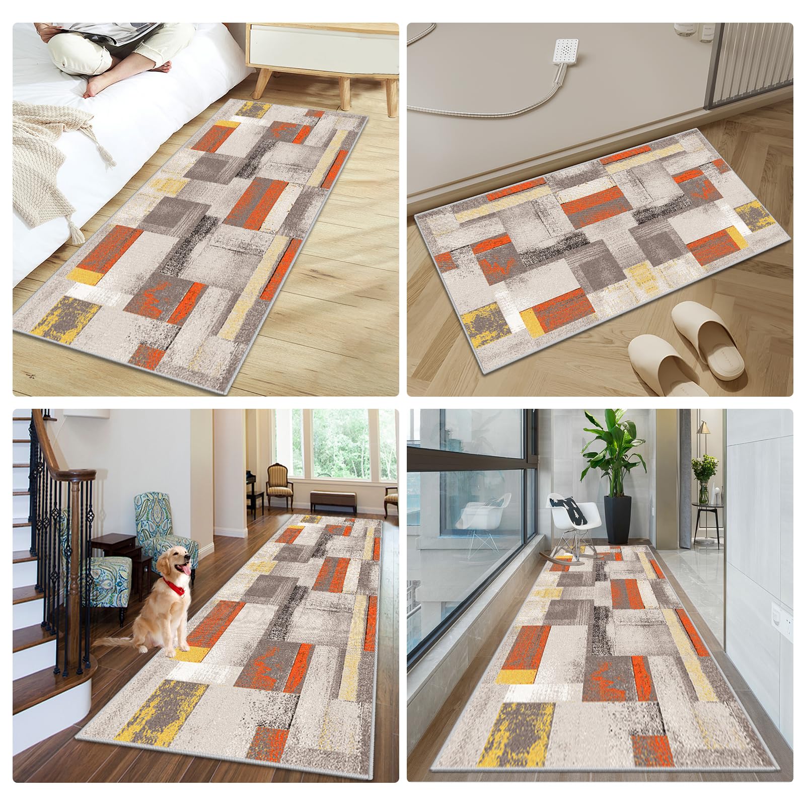 Vintage tapijtloper voor de gang, antislip lang vloerkleed, lopers voor