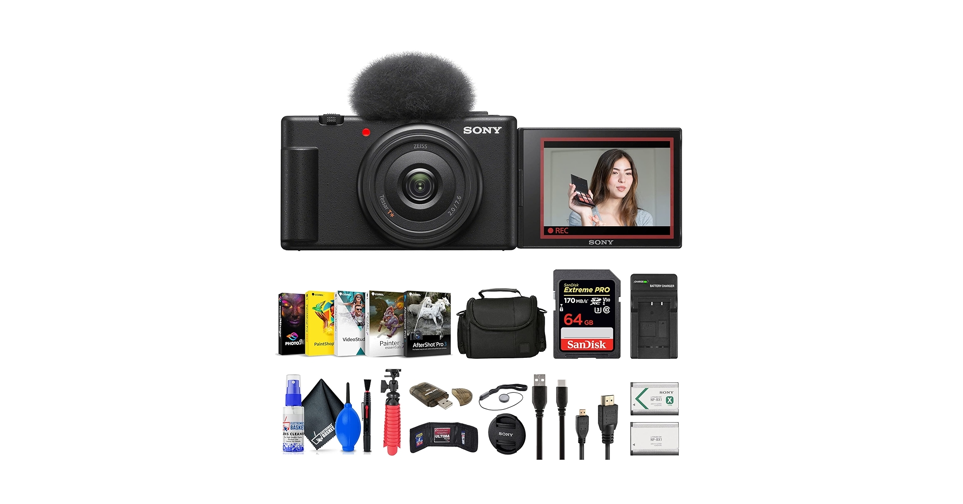 Amazon.com : Sony ZV-1F Vlogging Camera (Black) (ZV1F/B) + Case +
