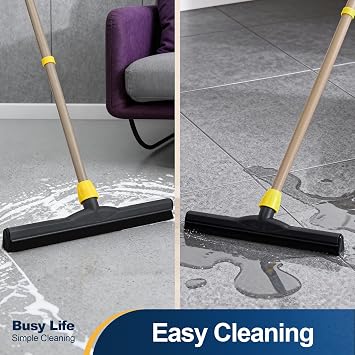 Yocada Floor Squeegee Scrubber Adjustable Telescopic Pole Heavy Duty 54.3 | Household Broom EVA Foam Blade for Garage Courtyard Shower Bathroom Floor Marble Glass Tile Water Foam Cleaning