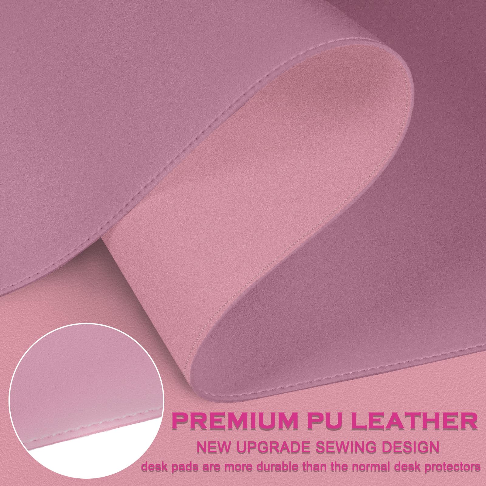 BLESWIN Tappetino da scrivania a doppia faccia grande impermeabile 60x35cm Viola+rosa