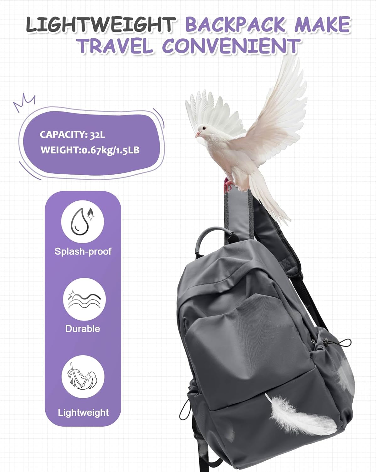 School Backpack for Teens Middle High School Backpack Large Bookbag Gray Book Bag for Girls Boys Teenagers Mochila Escolar para Ni��os Adolescentes - Image 7