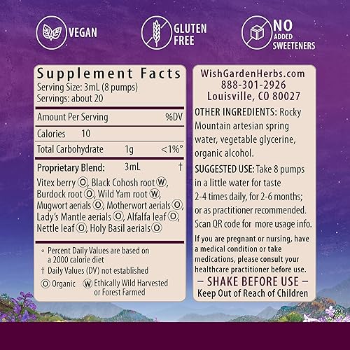 Miniatura 2 de WishGarden Herbs Cycle Changes - Suplemento a base de plantas con cohosh negro, ñame silvestre y Vitex apoya el equilibrio hormonal para mujeres en