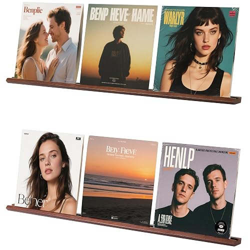 Set of 2 Full Length Vinyl Shelves for 3 Records Each Shelf (39.6 Inch Length) with Groove - Vinyl Record Storage