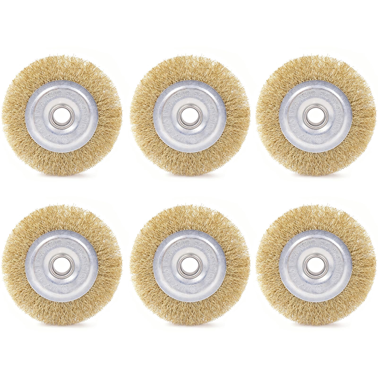 6PCS RAC814 Wire Brush Replacement for Ryobi, Steel Patio Cleaner Wire Wheel Brush with Arbor Hole for RY18PCA-0 OPC1800 OPC1815 EFB 400/401 and More, Rust and Debris Removal (115mm x 16mm x 10mm)