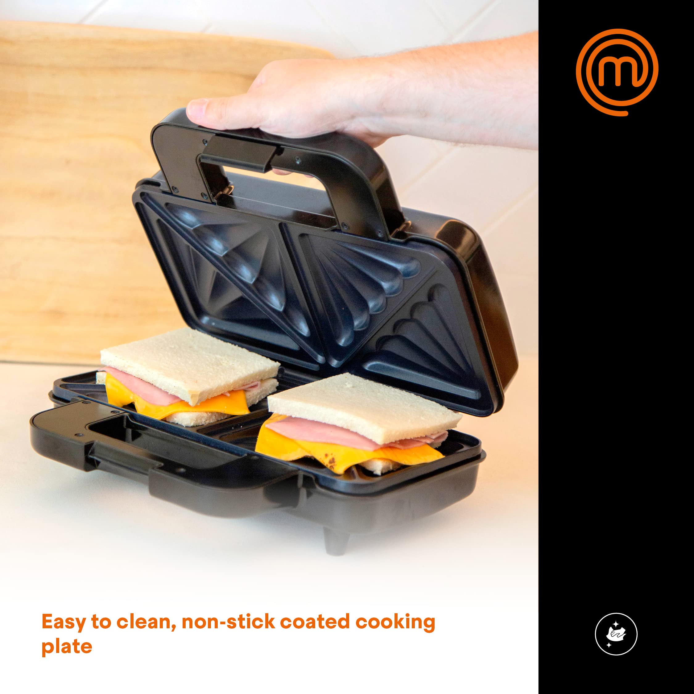 MasterChef Sandwich Toaster 2 Slice Cheese Toastie Maker, Panini Press