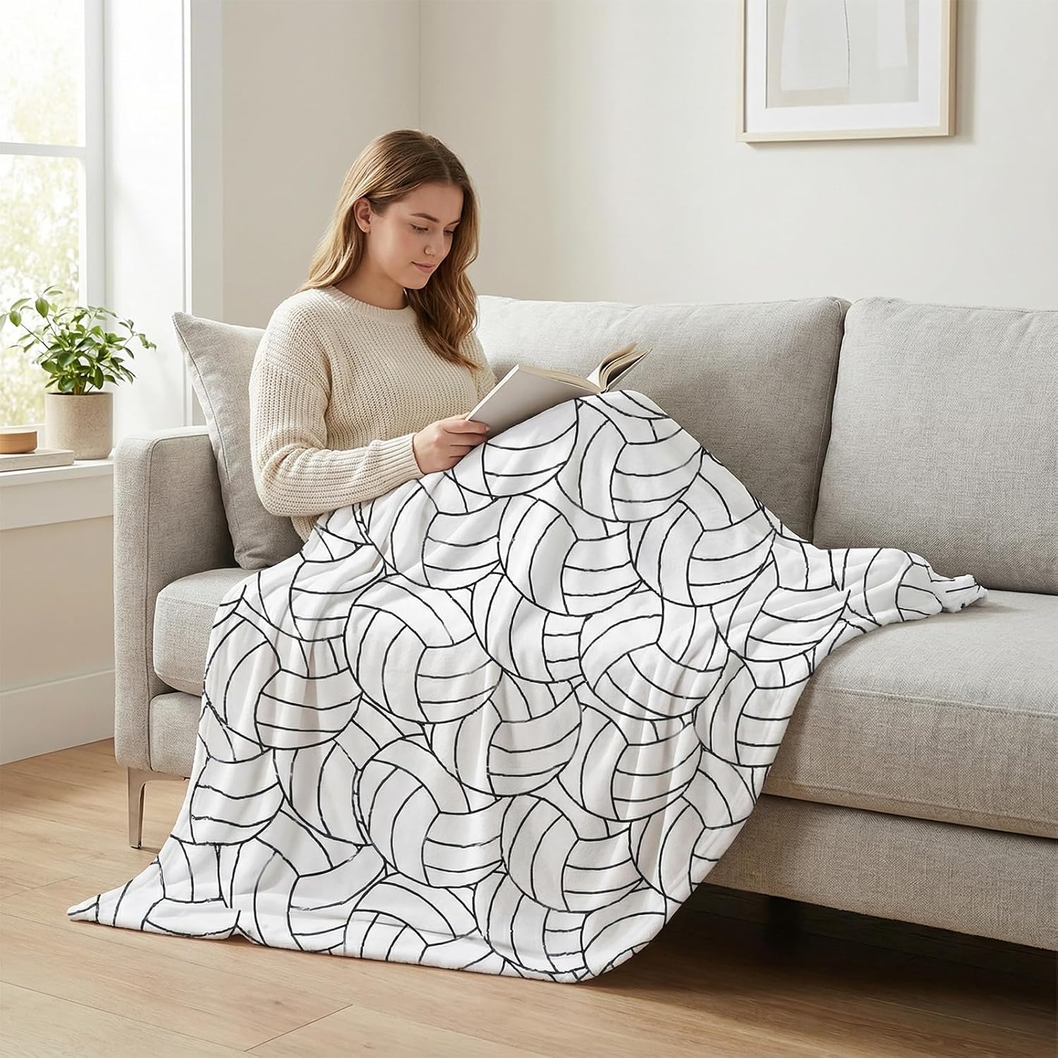 50"x60" Volleyball Blanket, Volleyball Gifts for Teen Girls Boys Coach, Volleyballs Print Cozy Flannel Bed Sofa Couch Girls Throw Blanket, Volleyballs Lovers Gifts for Team Player Party Stuff