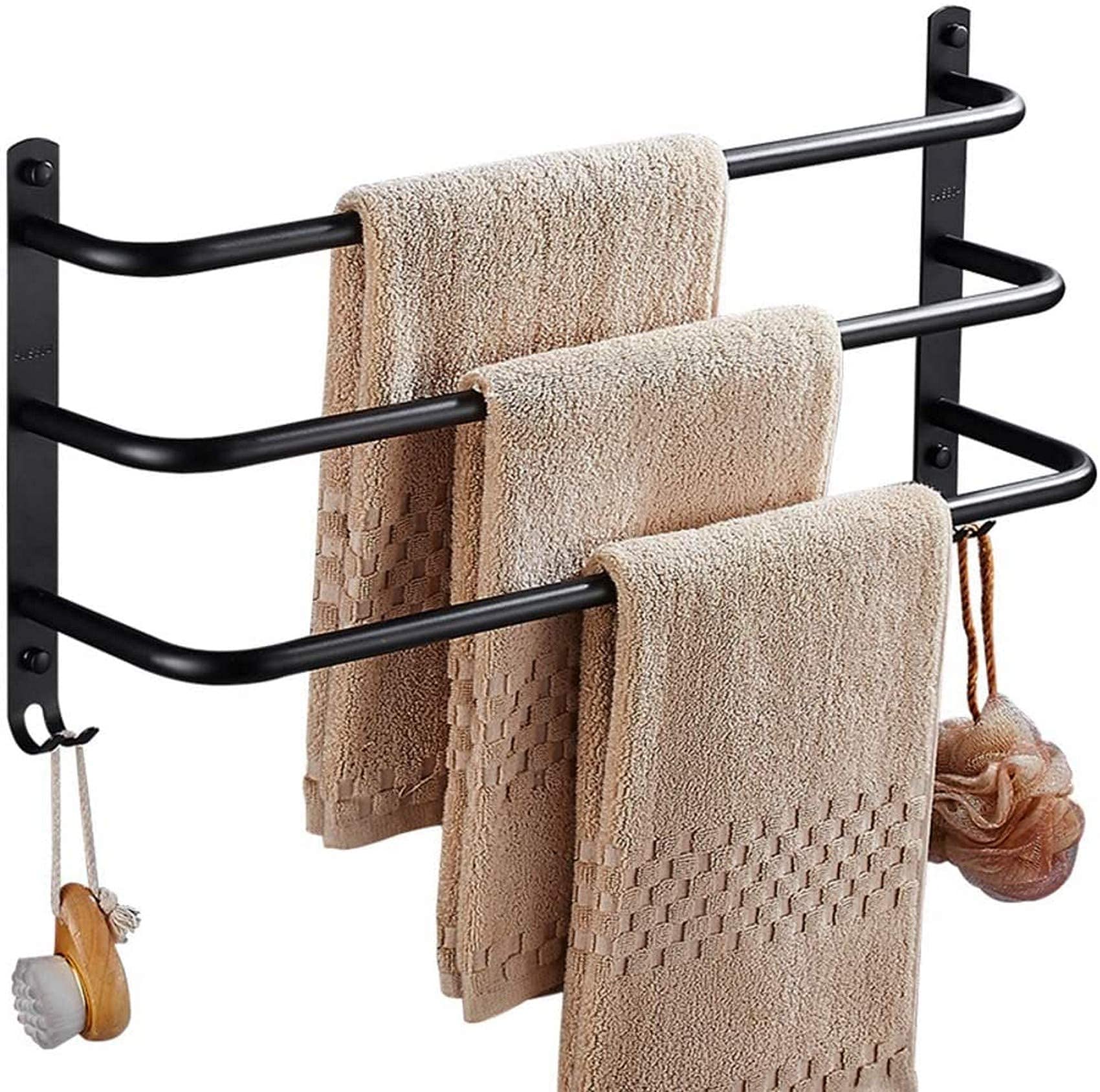 Porte-serviettes résistant à la corrosion en acier inoxydable 304 noir mat 40cm sans perçage
