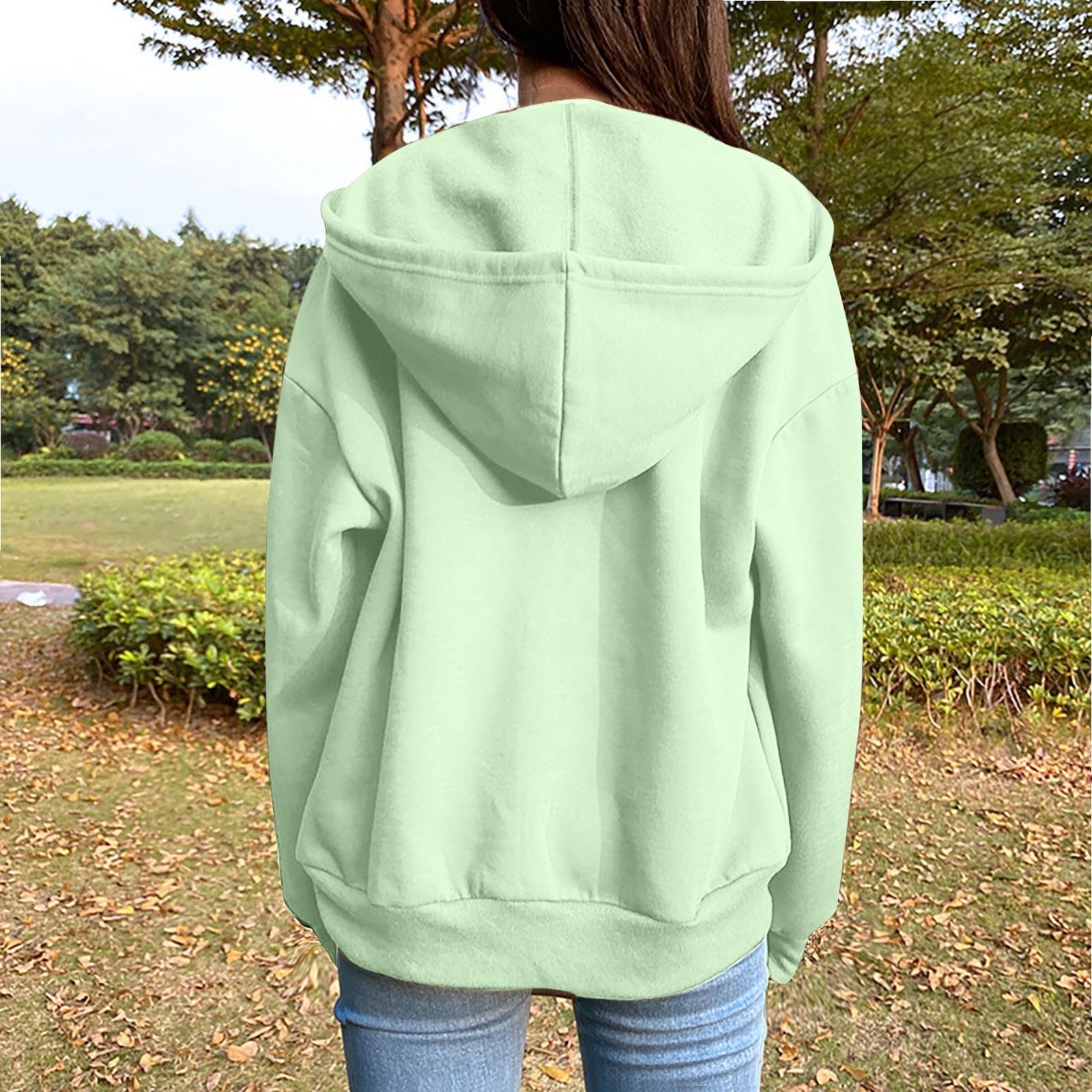 Generico Sweat-shirt pour femme avec fermeture éclair et capuche, automne