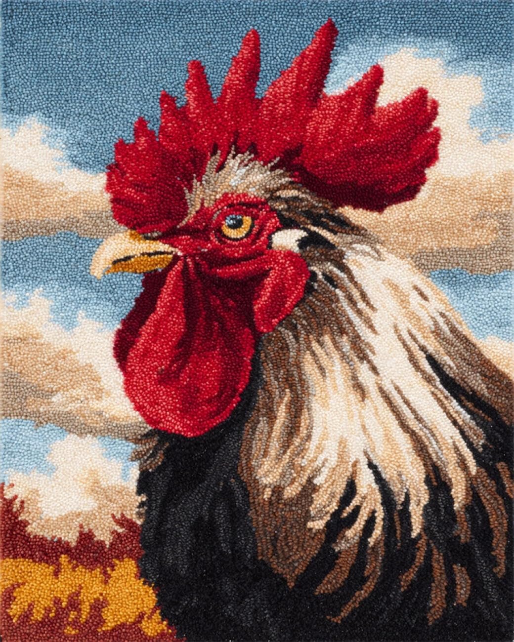AMBATTERY Carpet Latch Hook Kit Rooster Portrait 85x115cm