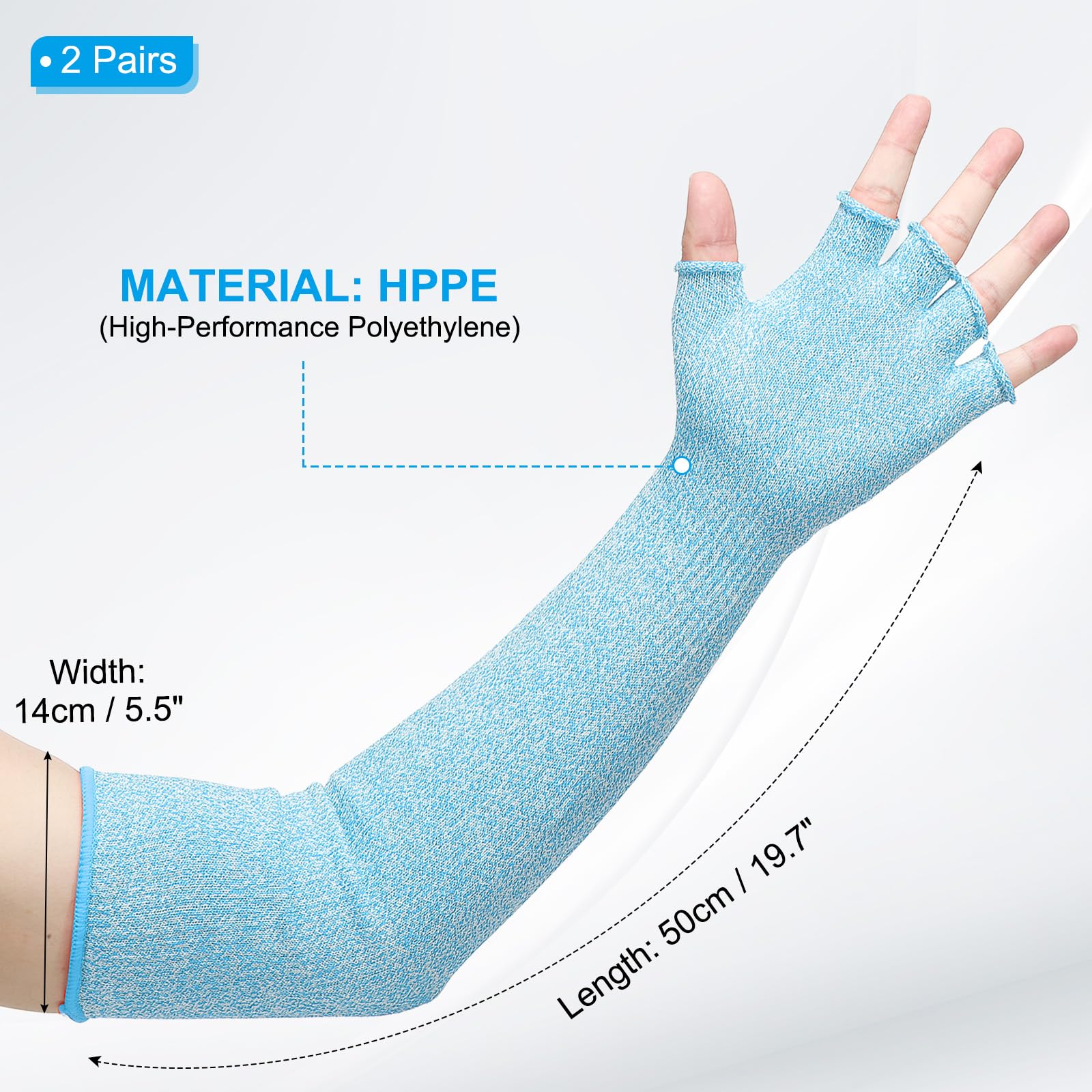 PATIKIL 20 Inch Cut Resistant Sleeves with Finger Grips - Image 2