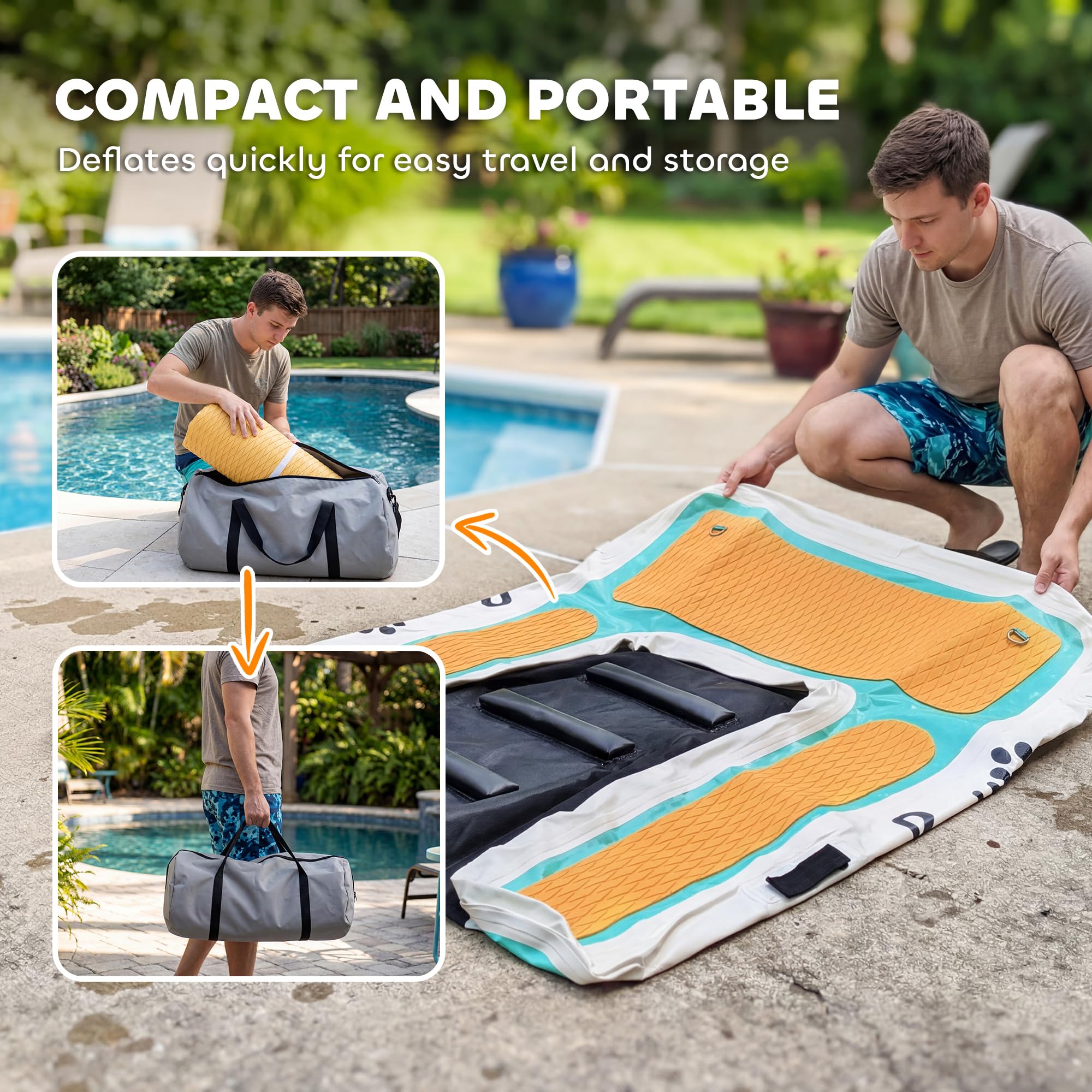 PawHut Rampa de Agua Hinchable para Perros para Piscina, Barcos, Lagos, 151x102 cm, Escalera Flotante para Perros con Superficie Antideslizante de EVA, para Razas Grandes de hasta 100 kg
