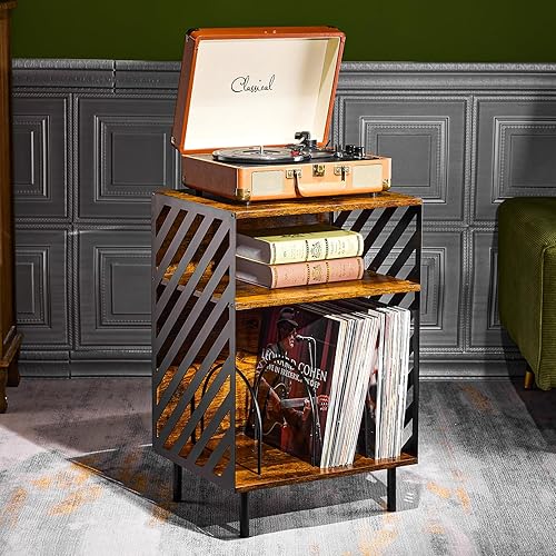 LiebeRen Soporte para tocadiscos, mesa de tocadiscos, soporte para tocadiscos, gabinete para tocadiscos, soporte para tocadiscos, soporte para